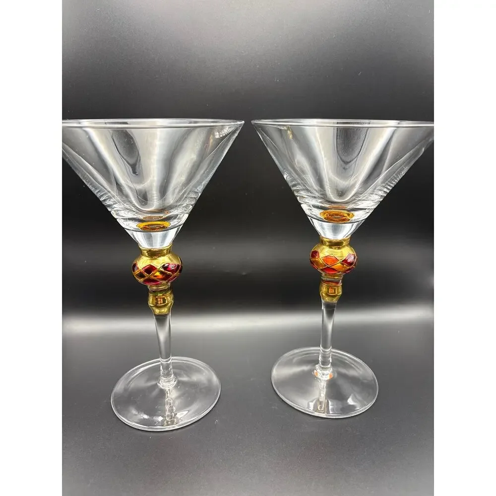 Artland Christmas Splendor Martini Glasses 8” Set of two Holiday Glassware